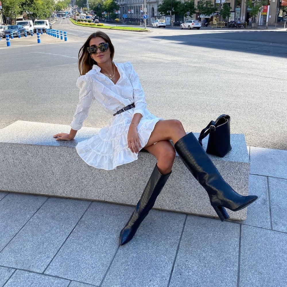 H&M Crocodile Patterned Vegan Leather Boots
